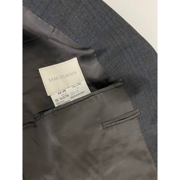 Men Samuelsohn SB Austin plaid 2-button wool 2-button blazer sport coat 42L - Picture 6 of 6